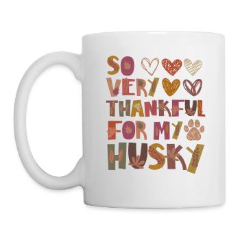 Thankful for my Husky Hund Herbst Dankbarkeit - Tasse - Weiß - Links