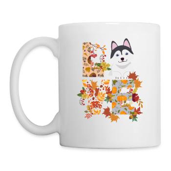 Husky Dog Automne Gratitude Amour - Mug blanc - blanc - Gauche