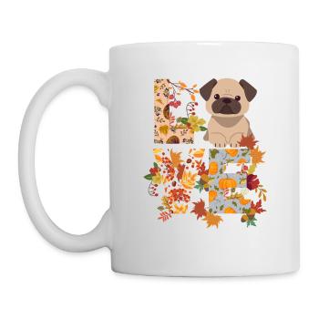 süßer Mops Hund Herbst Dankbarkeit Liebe - Tasse - Weiß - Links
