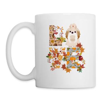 süßer Shih Tzu Hund Herbst Dankbarkeit Liebe - Tasse - Weiß - Links