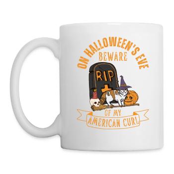 Mignon et effrayant American Curl chat d’Halloween - Mug blanc - blanc - Gauche