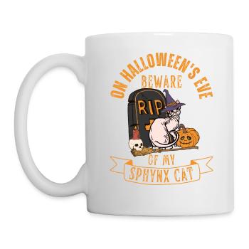 Cute and creepy Sphynx Halloween cat - Mug - white - Left