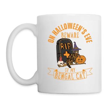 Chat mignon et effrayant Halloween Bengal chat - Mug blanc - blanc - Gauche