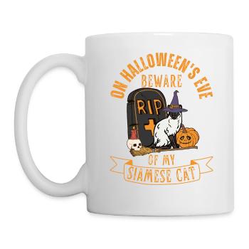Cute and creepy Halloween Siamese cat Siam cat - Mug - white - Left