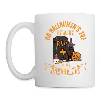 Cute and creepy Havana Halloween cat - Mug - white - Left