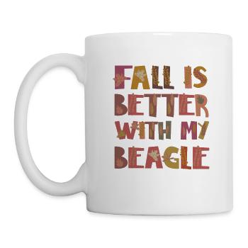 Fall is better with my Beagle Hund Herbst Blätter - Tasse - Weiß - Links