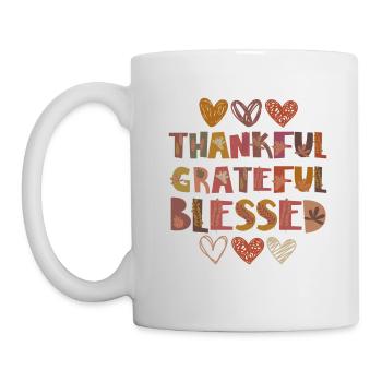 Reconnaissant Reconnaissante Bienheureuse Automne Gratitude - Mug blanc - blanc - Gauche