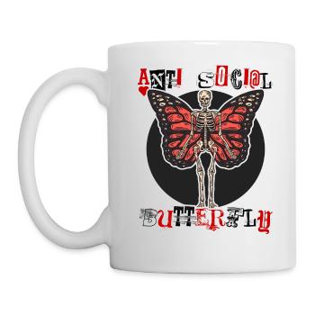 Anti-social butterfly | antisocial anti sayings - Mug - white - Left
