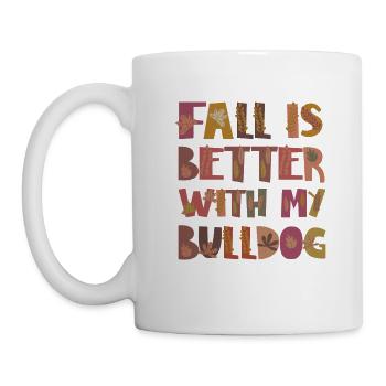 Thankful for my Bulldogge Hund Herbst Dankbarkeit - Tasse - Weiß - Links