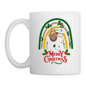 Christmas llama and sloth - Mug - white - Left