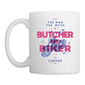 Butcher and biker the man the myth the legend - Mug - white - Left