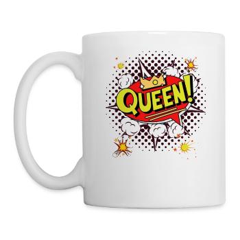 Une drôle de reine dans le style de la bande dessinée - Mug blanc - blanc - Gauche