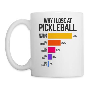 Warum ich Pickleball verliere Funny Pickleballer - Tasse - Weiß - Links