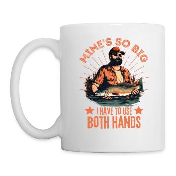 Drôle de pêcheur disant pêche pêche fête des pères - Mug blanc - blanc - Gauche