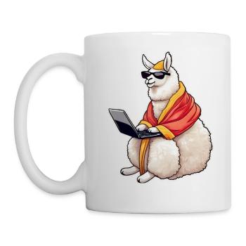 Drame lama sur ordinateur portable - Mug blanc - blanc - Gauche