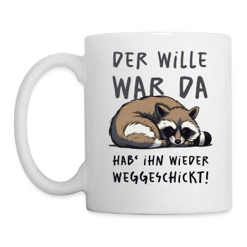 Der Wille War Da - dunkel - Tasse - Weiß - Links