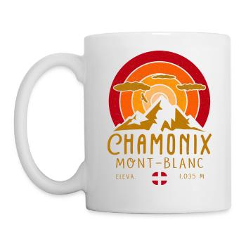 Chamonix France Retro Sunset Skiing - Mug - white - Left