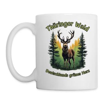 Cerf au cœur vert de Thuringe-Allemagne - Mug blanc - blanc - Gauche