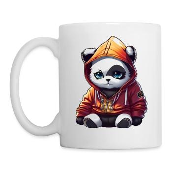 Coole Katze mit Hoodie - Tasse - Weiß - Links