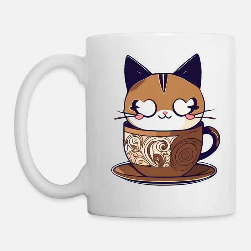 Chat de café mignon - Mug blanc - blanc