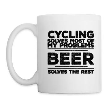 Le cyclisme résout la plupart des problèmes La bière résout le reste - Mug blanc - blanc - Gauche
