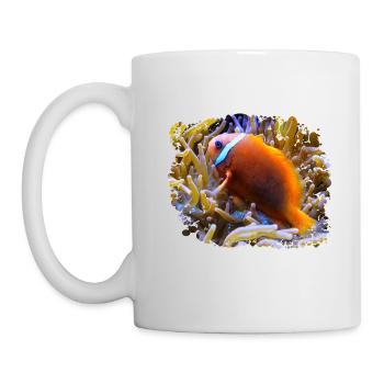 The colorful clownfish live on coral reefs - Mug - white - Left