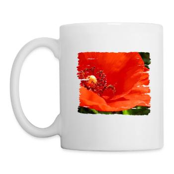 Wildbiene labt sich an Mohnblüte - Tasse - Weiß - Links