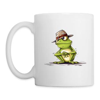 Cool frog with hat - Mug - white - Left