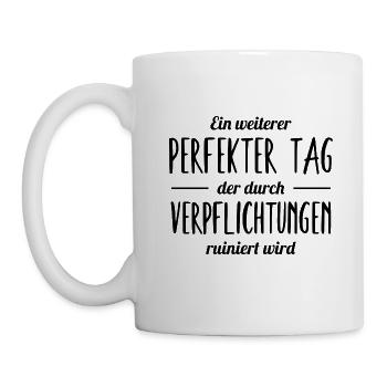 Büroleben lazy Bürojob Büro arbeiten lustig Spruch - Tasse - Weiß - Links