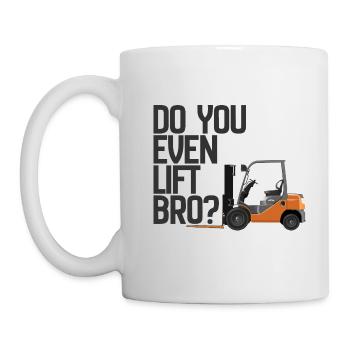 Chariot élévateur à fourche soulevez-vous même Bro - Mug blanc - blanc - Gauche