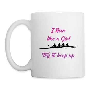 Je rame comme une fille Essaie de suivre - Mug blanc - blanc - Gauche