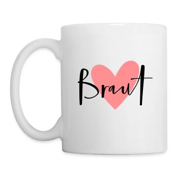 Poule partie coeur rose mariée - Mug blanc - blanc - Gauche