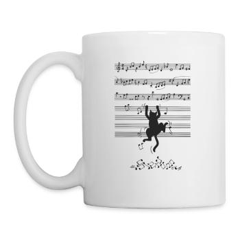 Cat climbs on staff chaos - Mug - white - Left