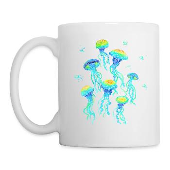 Wirbelnde Qualle - Tasse - Weiß - Links