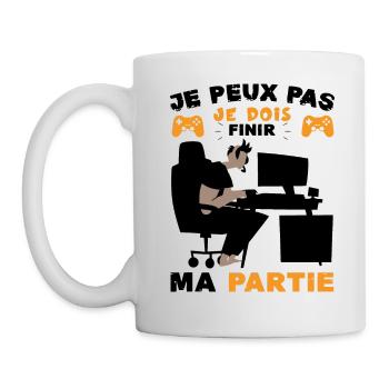 Attends Je Finis ma Partie Cadeau Humour Homme - Mug blanc - blanc - Gauche