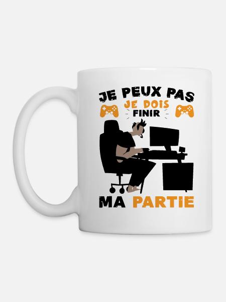 Attends Je Finis ma Partie Cadeau Humour Homme - Mug blanc - blanc