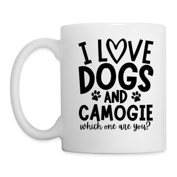 Ich liebe Hunde und Camogie. Welcher bist du? - Tasse - Weiß - Links