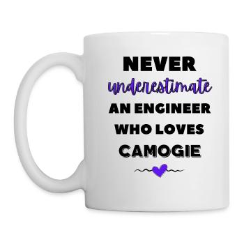 Never underestimate an engineer who loves camogie - Mug - white - Left