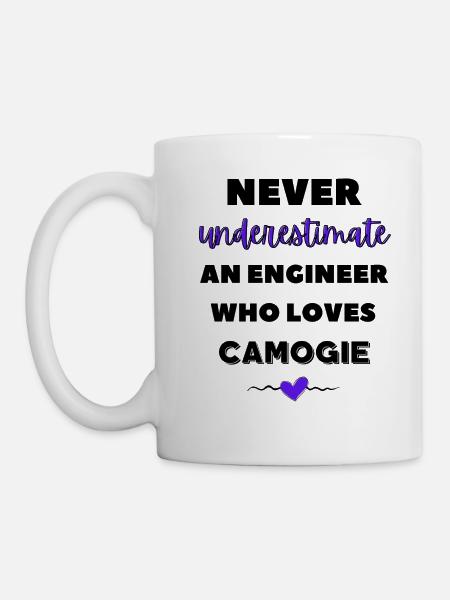 Never underestimate an engineer who loves camogie - Mug - white