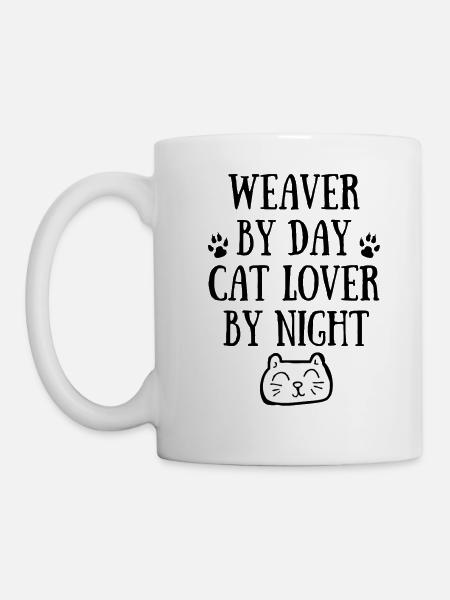 Weaver by day. Cat lover by night. - Mug - white