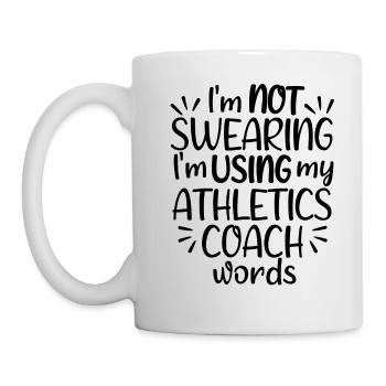 Ich schwöre nicht, dass ich mein Wort als Leichtathletiktrainer verwende - Tasse - Weiß - Links