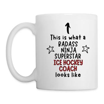 Badass, Ninja, Superstar, entraîneur de hockey sur glace - Mug blanc - blanc - Gauche