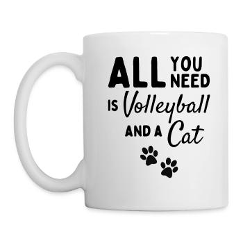 Tout ce dont vous avez besoin est du volley-ball et un chat. - Mug blanc - blanc - Gauche