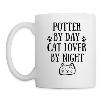 Pottery lover by day. Cat lover by night. - Mug - white - Left