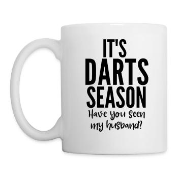 Es ist Darts-Saison. Hast du meinen Mann gesehen? - Tasse - Weiß - Links