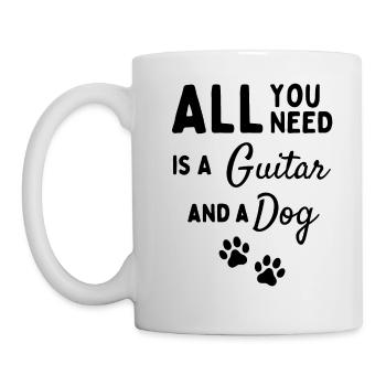 Tout ce dont vous avez besoin est une guitare et un chien. - Mug blanc - blanc - Gauche