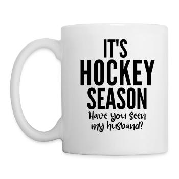 C’est la saison de hockey. Avez-vous vu mon mari? - Mug blanc - blanc - Gauche