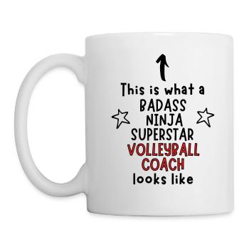 Badass, Ninja, Superstar, Entraîneur de volleyball - Mug blanc - blanc - Gauche