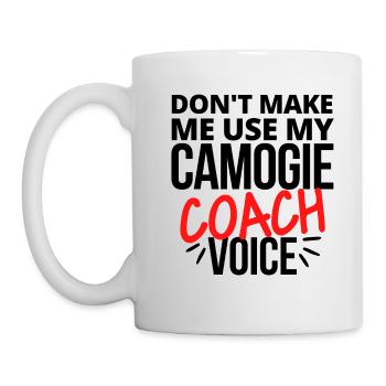 Lass mich nicht meine Camogie-Coach-Stimme benutzen. - Tasse - Weiß - Links