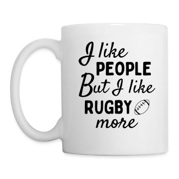I like people BUT I like rugby more - Mug - white - Left